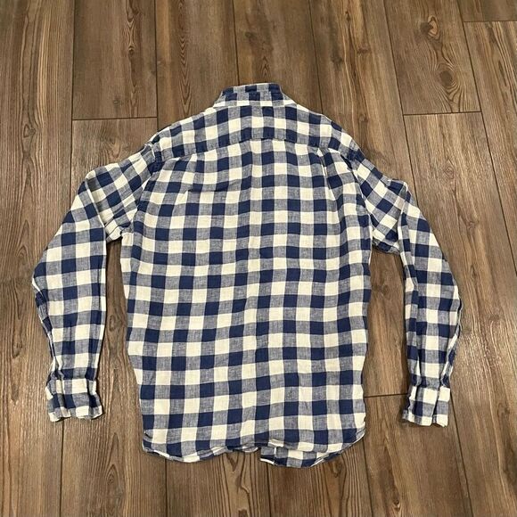 J Crew Shirt Men's Large Multicolor Casual Plaid Check Linen Button Down Slim Fi - Picture 3 of 7